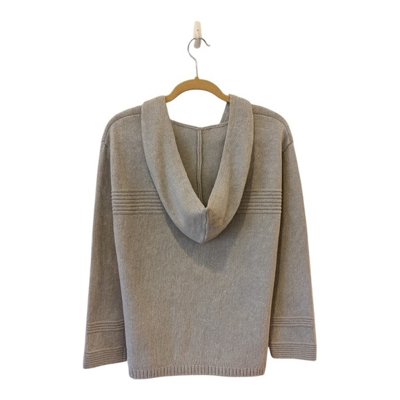 Soft Surroundings Button Neck Hooded Sweater Heather Grey Size M EUC - Picture 2 of 6